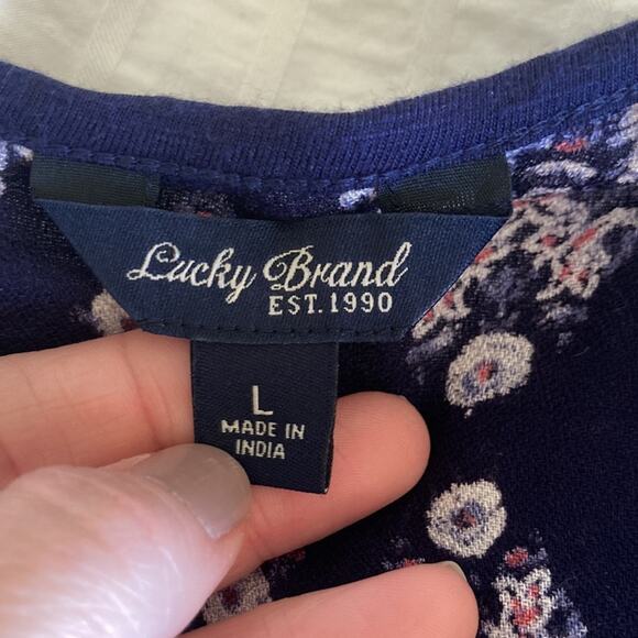 Lucky Brand Navy Stretch Pullover Top, Size L - Picture 6 of 6